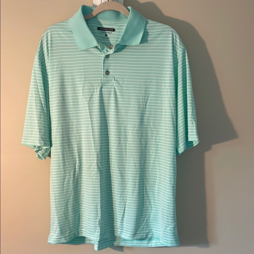 Cypres Club Performance Mint Green Polo Shirt with Stripes and Relaxed Fit